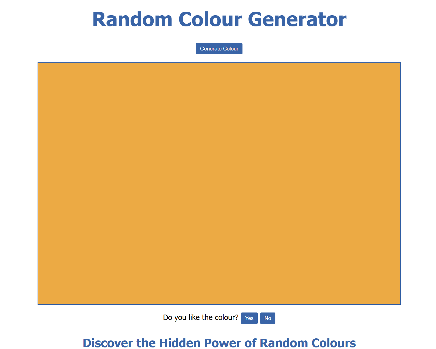 Random Colour Generator demo page