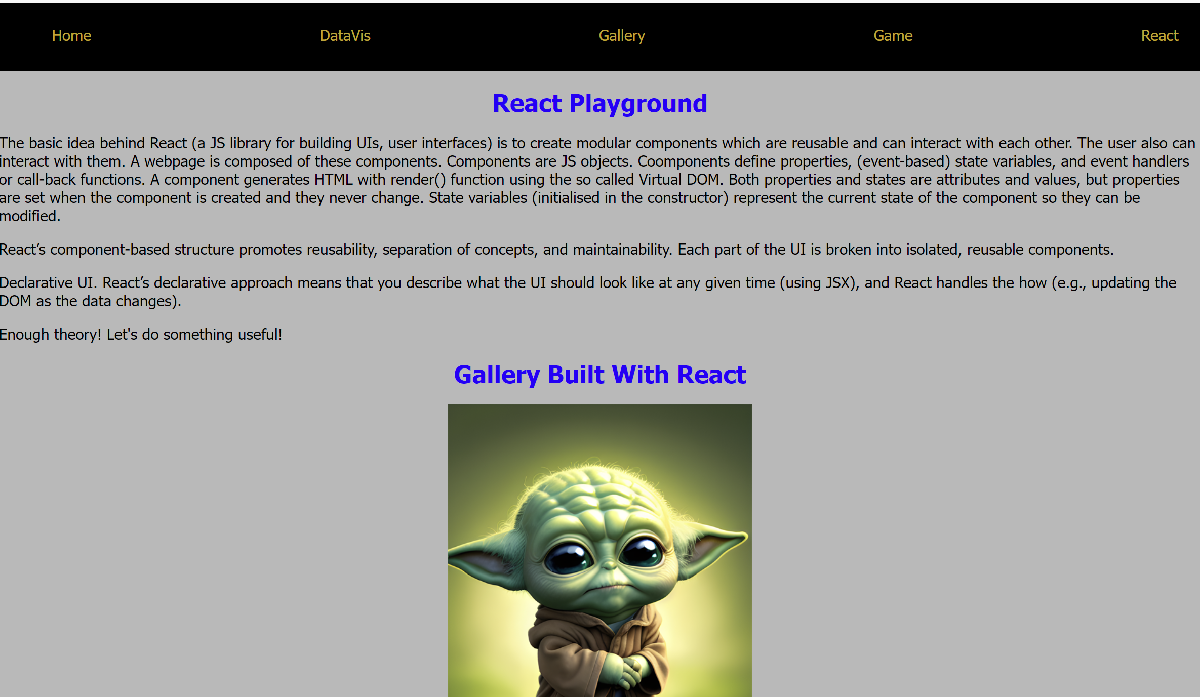 JavaScript demo website screenshot