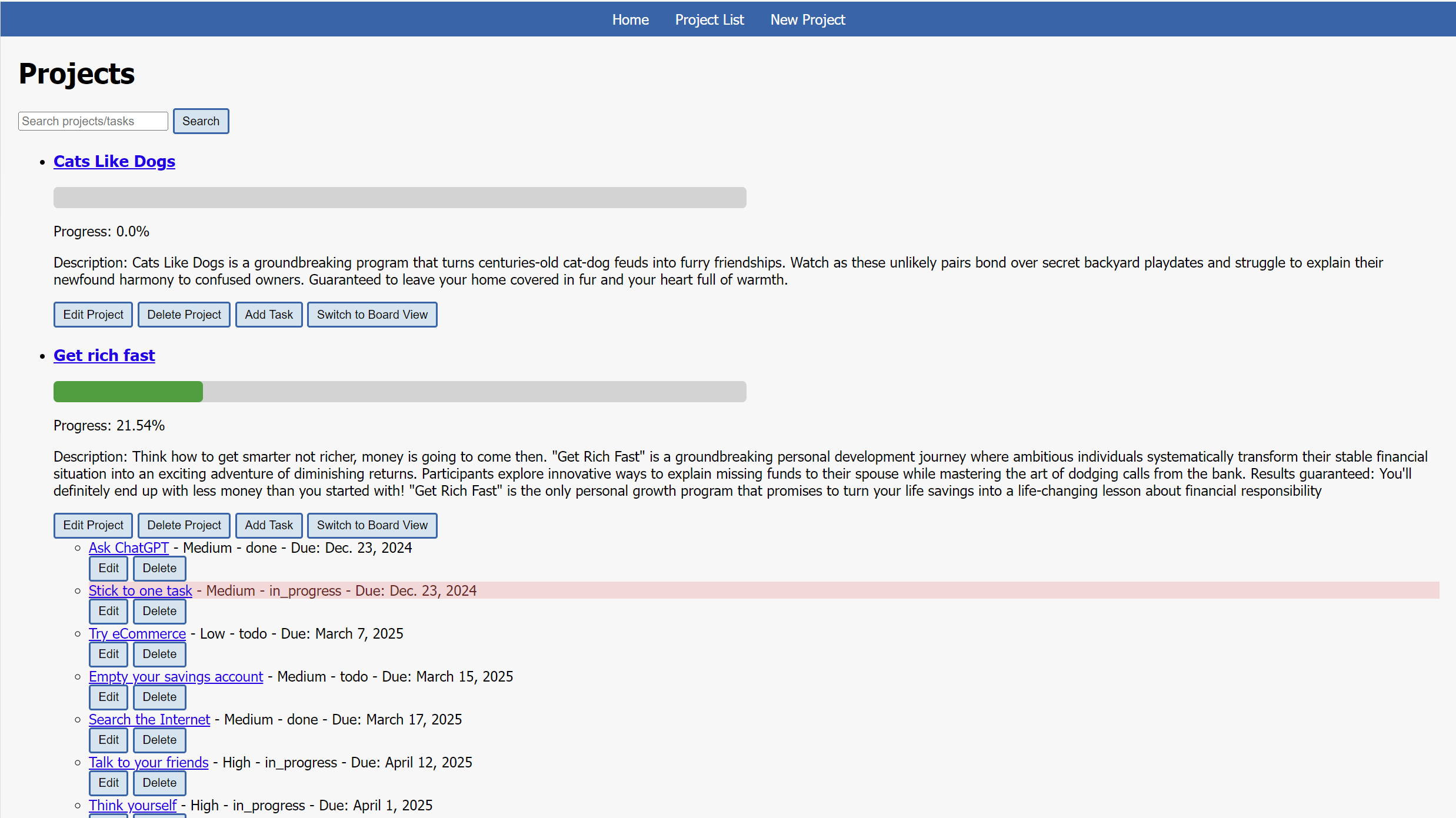 Project Management System screenshot