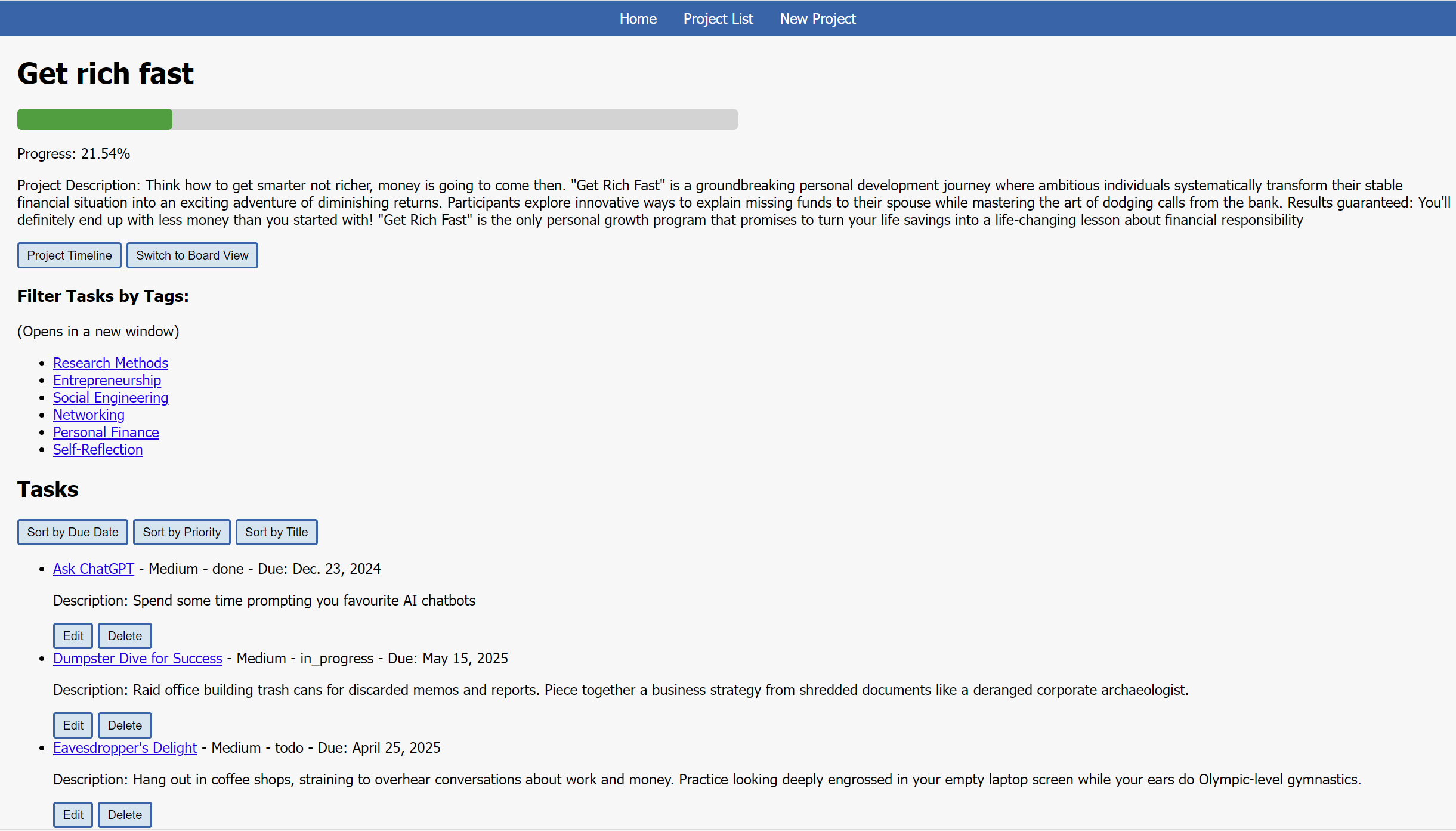 Project Management System screenshot