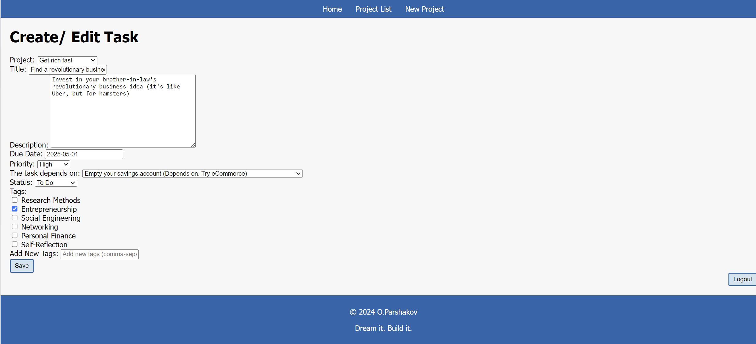 Project Management System screenshot