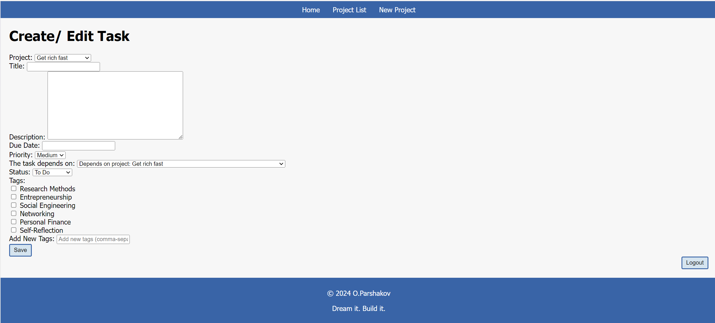 Project Management System screenshot